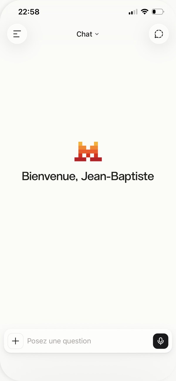 L'appli Vibe de Mistral sur iPhone