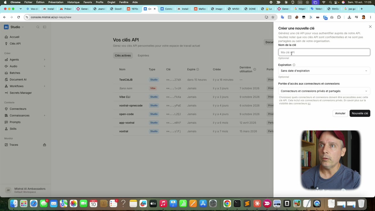 Créer une clé API dans Mistral Studio